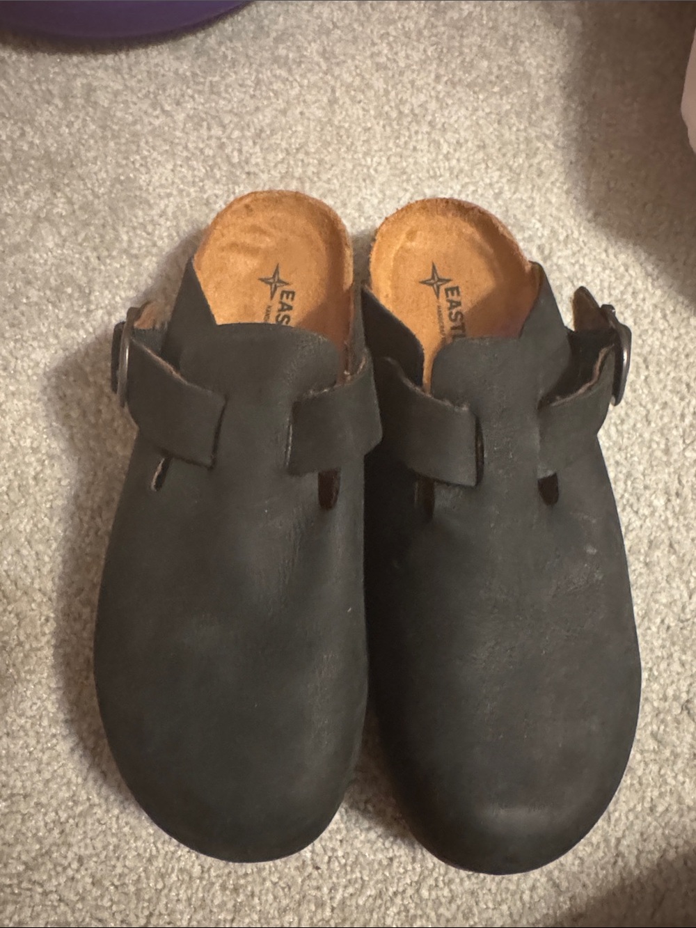 Eastland Black Leather Slip-On Clog with Buckle